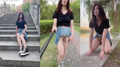 肉丝漂亮伪娘 大白天来到公园掏出鸡鸡边走边撸 附近有老人小孩吵闹 胆子真大 最后射了一地精液